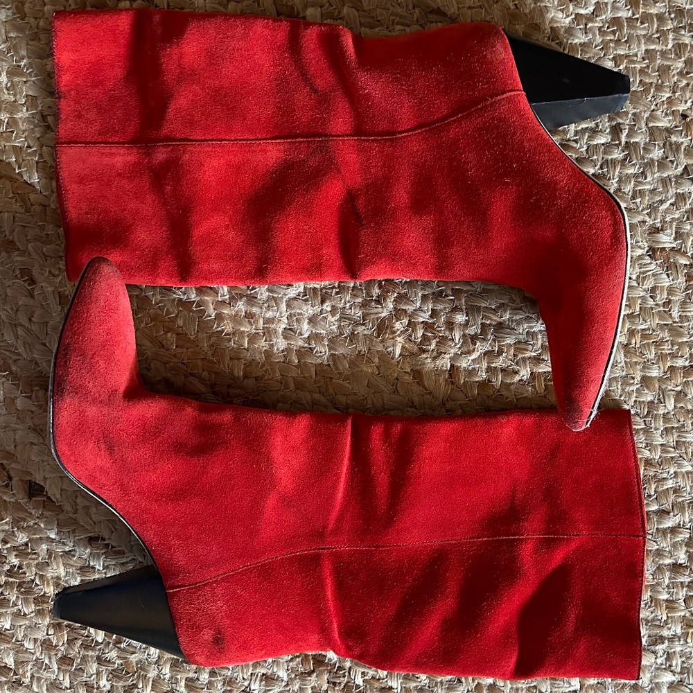 Sandro Red Suede Boots 38 IT